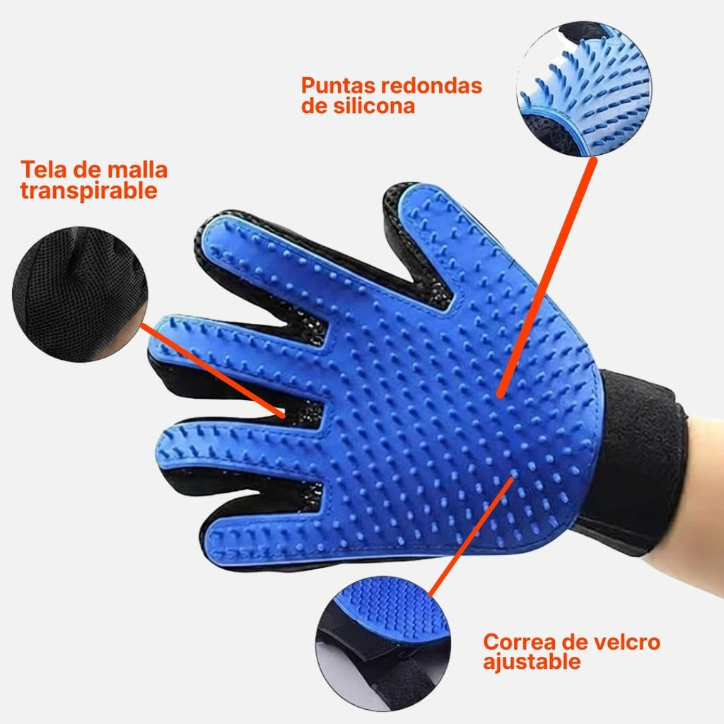 Guante atrapa pelos y masajedor para mascotas