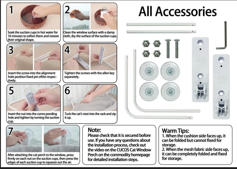 Hamaca Perchero Plegable de Ventana para Gatos – Reversible, Resistente hasta 25 kg, con Ventosas Extra Fuertes y Puntero LED de Juego