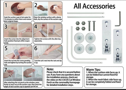 Hamaca Perchero Plegable de Ventana para Gatos – Reversible, Resistente hasta 25 kg, con Ventosas Extra Fuertes y Puntero LED de Juego