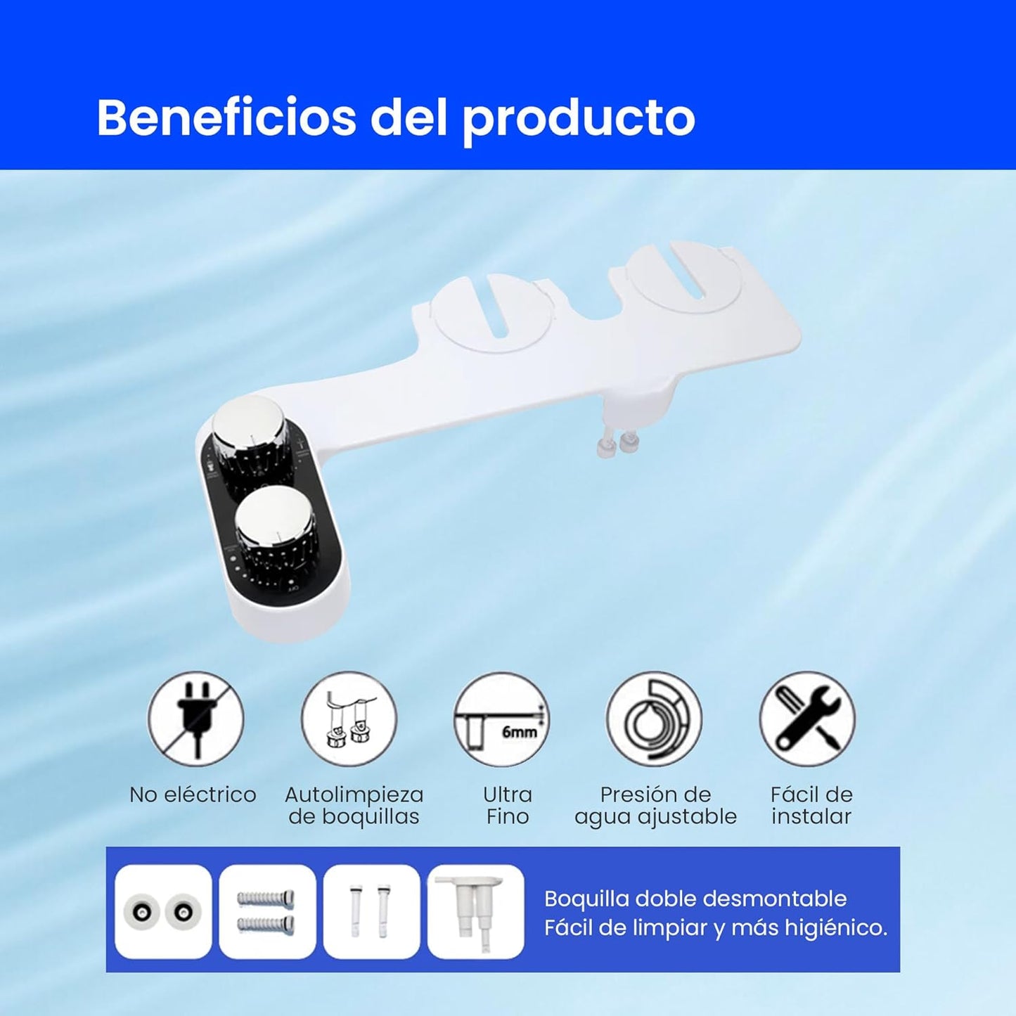 Bidet Japonés Manual para Inodoro – Accesorio WC sin Electricidad con Chorro de Agua Ajustable