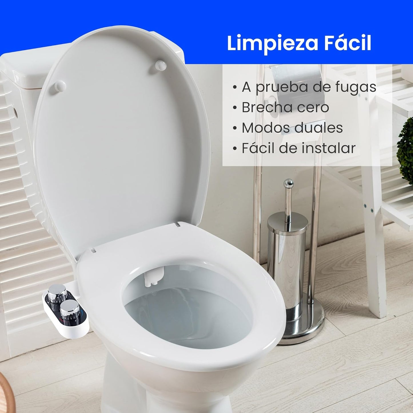 Bidet Japonés Manual para Inodoro – Accesorio WC sin Electricidad con Chorro de Agua Ajustable