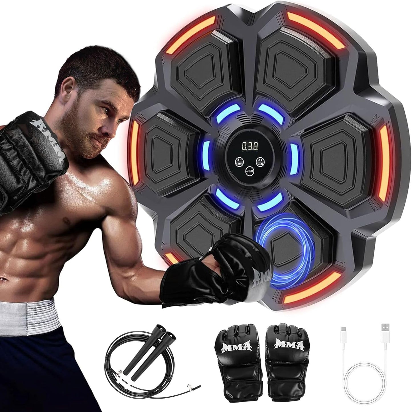 Máquina de Boxeo Musical con Luces LED y Bluetooth para Entrenamiento en Casa