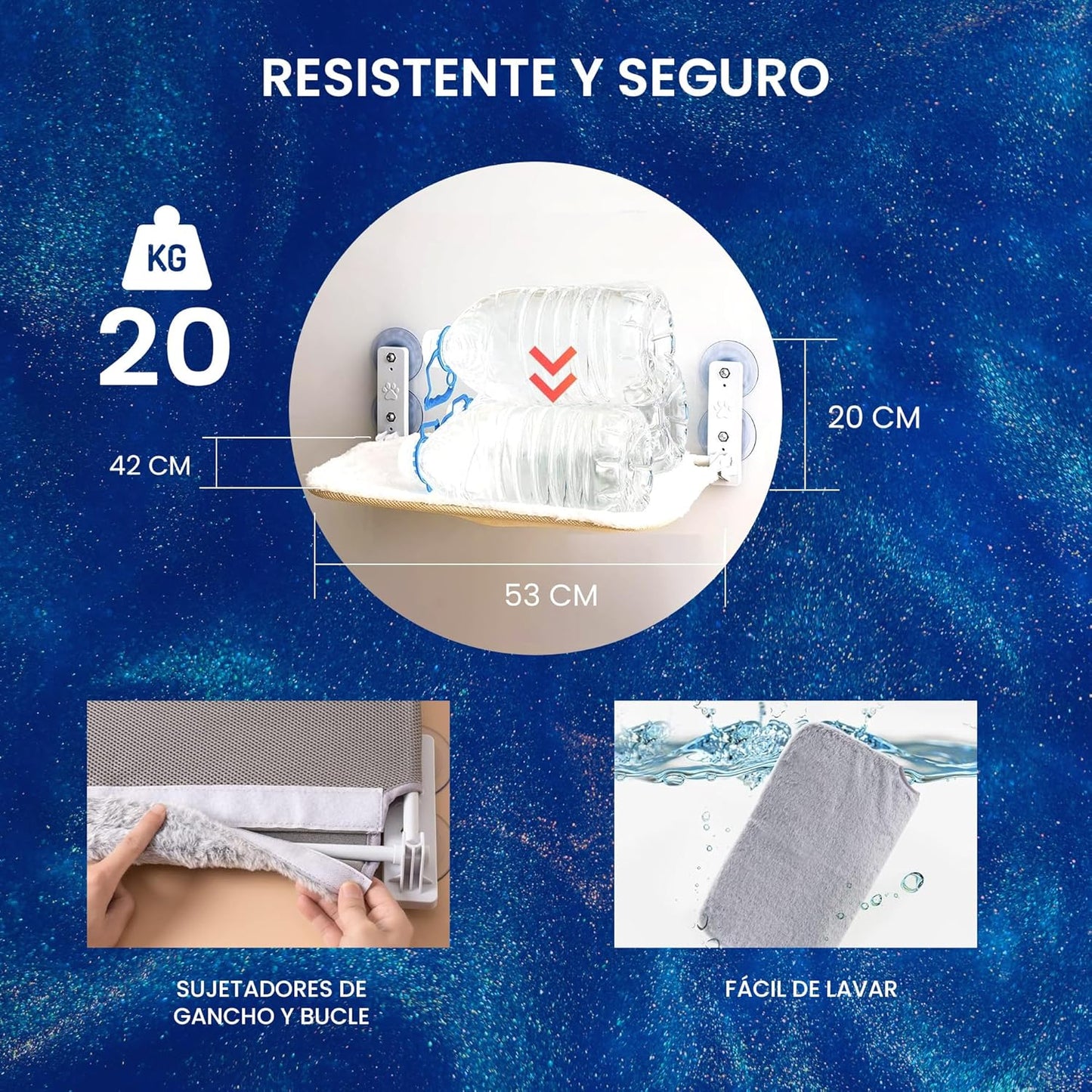 Hamaca Perchero Plegable de Ventana para Gatos – Reversible, Resistente hasta 25 kg, con Ventosas Extra Fuertes y Puntero LED de Juego