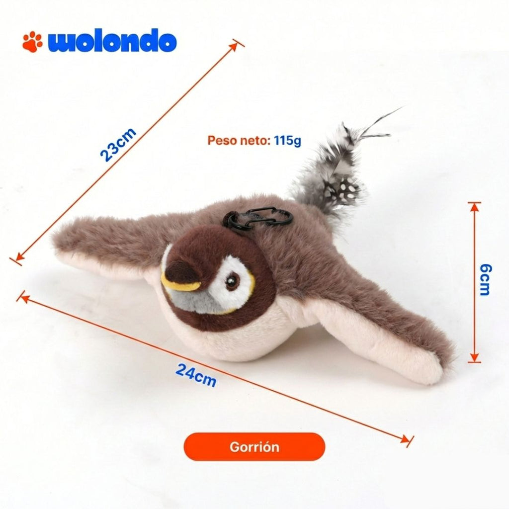 Giocattolo interattivo a forma di uccellino per gatti (non volante)